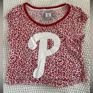 PINK VICTORIA’S SECRET Red Leopard Print Phillies Top M